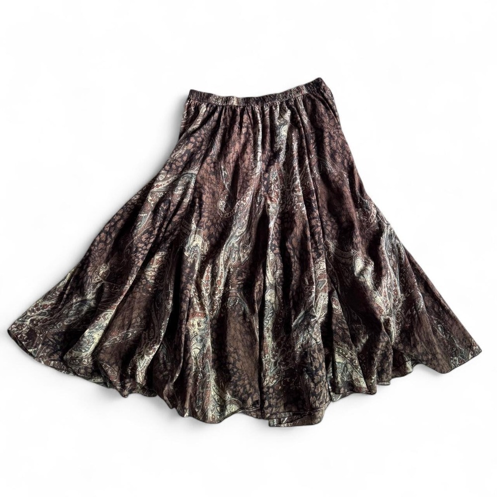 Whimsy Vintage Brown Paisley Maxi Skirt